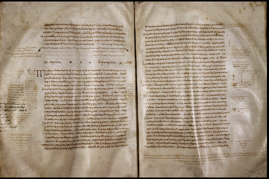 Manuscrito antiguo de los diálogos de Platón donde se menciona la Atlántida